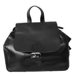 Co-Lab Christopher Kon Flap Over Black Leather Backpack